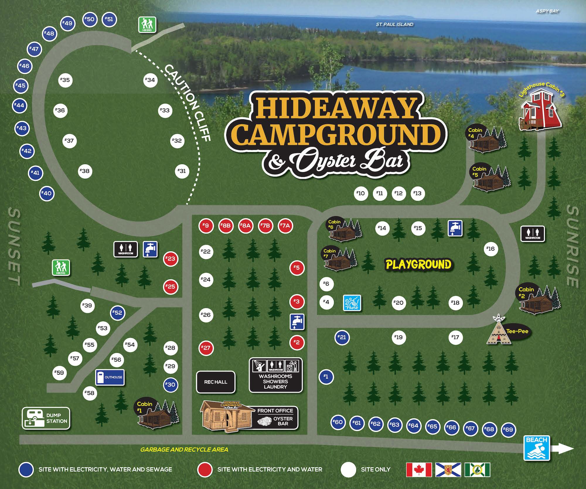 hideaway camping site map