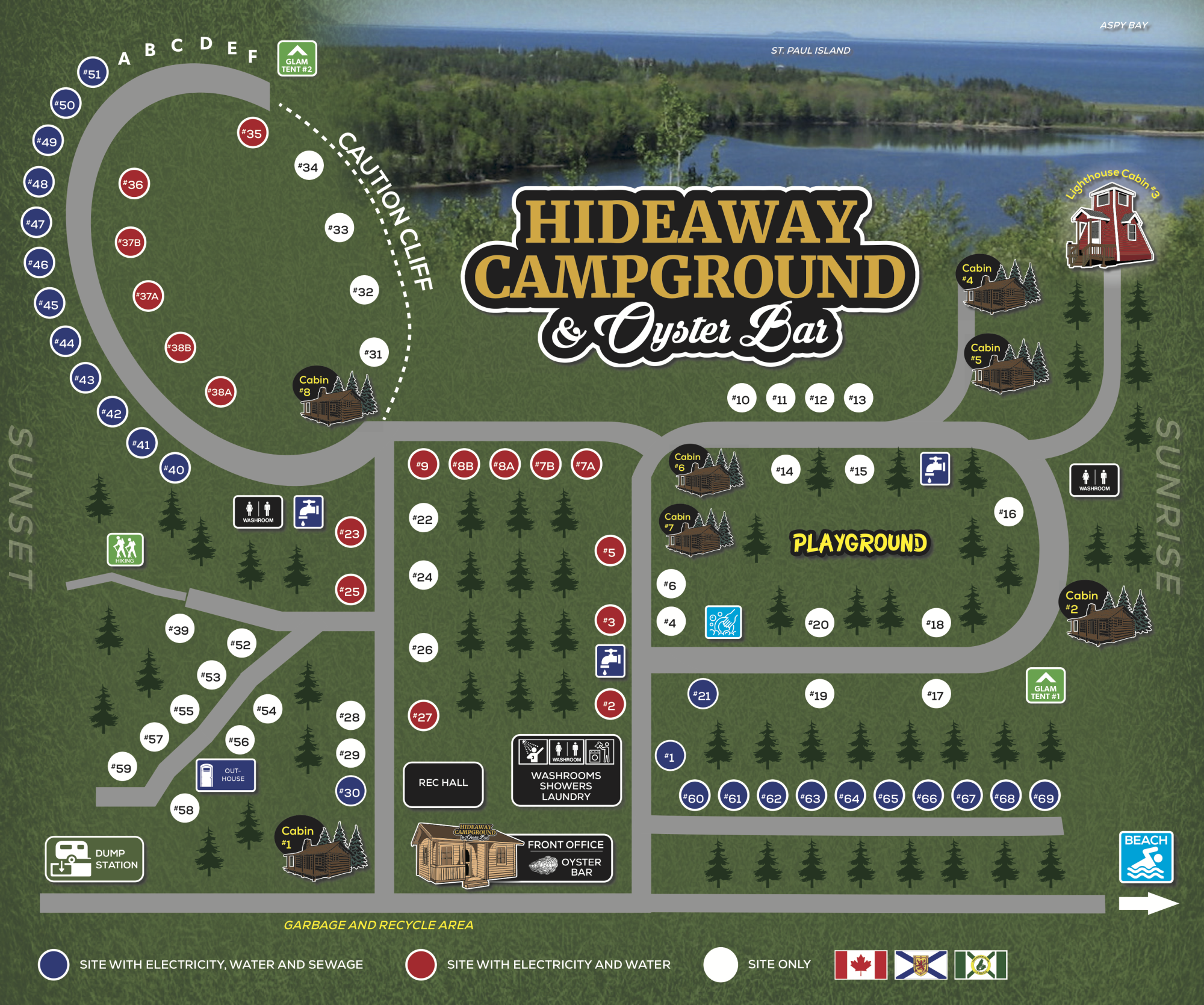 Campground Map - Hideaway Campground and Oyster Market